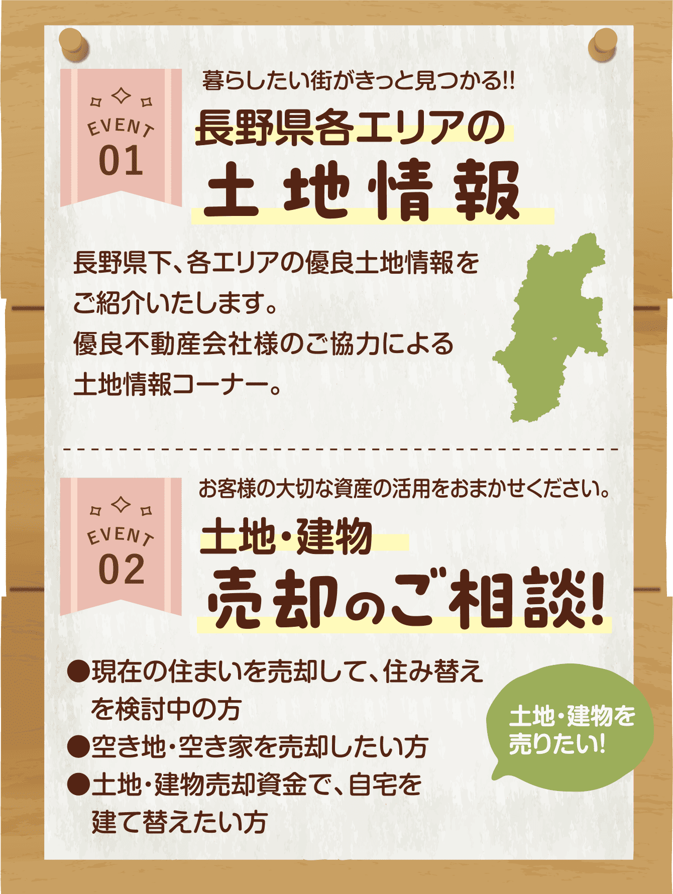 長野県各エリアの土地情報,土地・建物売却のご相談